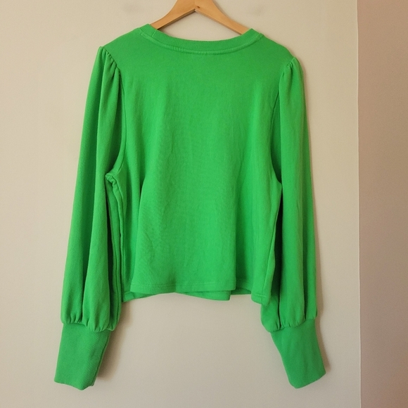 Anthropologie Maeve Seahorse Tufted Cotton Terry Sweatshirt Kelly Green Size 1X - Picture 4 of 10